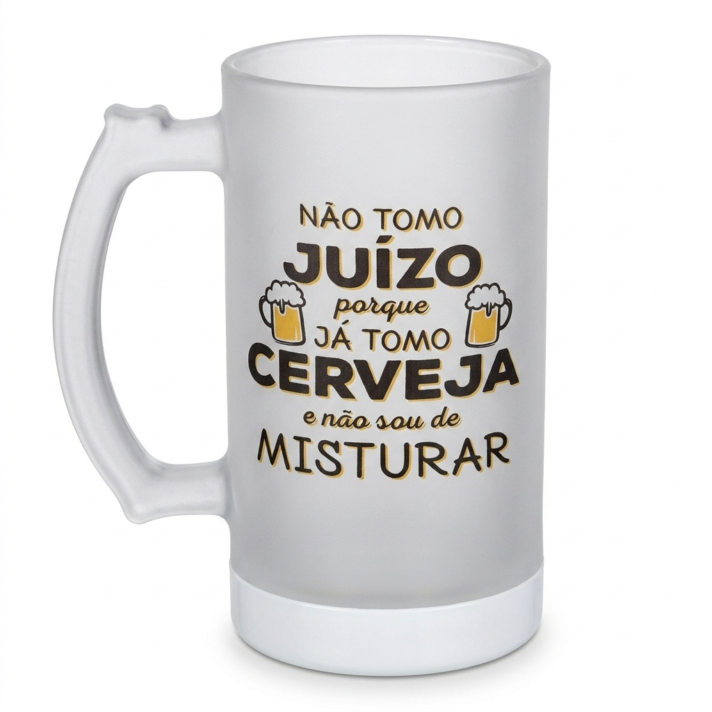 Caneca Chopp Vidro Fosco Engraçada Cerveja Churrasco Happy Hour 475ml